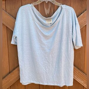 Women's Chaser Light Blue Scoop Neck Short Sleeve Top. Size Small. New NWT Soft